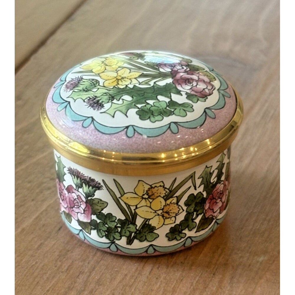 Halcyon Days Enamels The Flowers of the United Kingdom Enamel Trinket Box